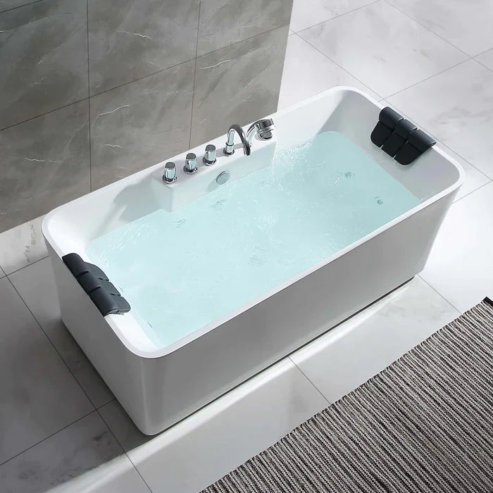 Empava 59" Freestanding Whirlpool Bathtub with Faucet, EMPV-59AIS15