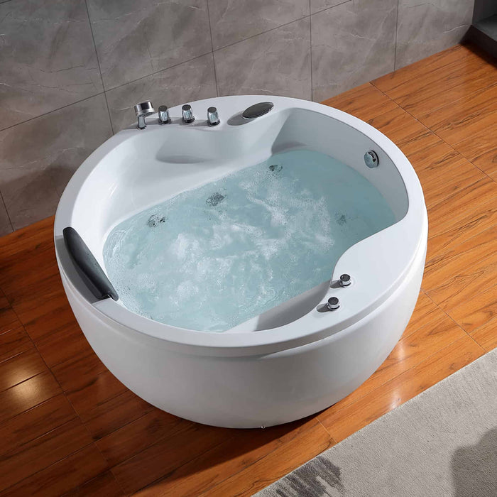 59" Freestanding Round Whirlpool Bathtub with Right Drain - EMPV-59JT005