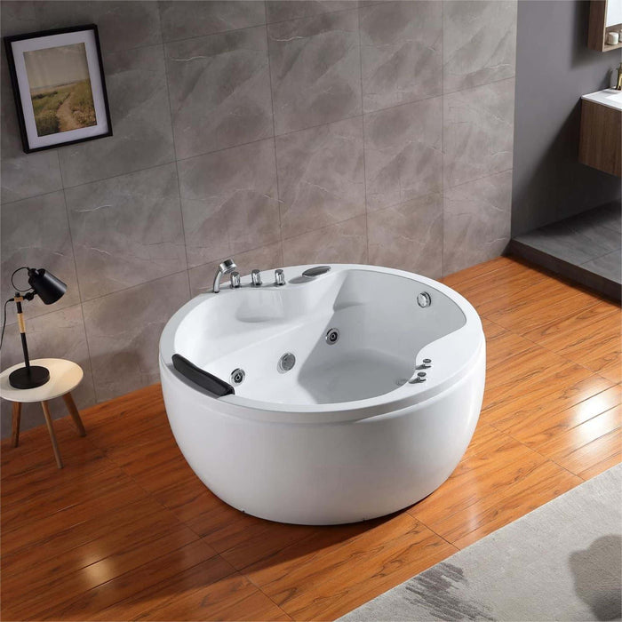 59" Freestanding Round Whirlpool Bathtub with Right Drain - EMPV-59JT005