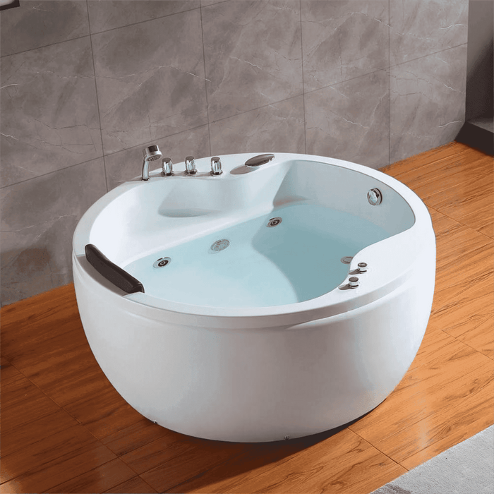 59" Freestanding Round Whirlpool Bathtub with Right Drain - EMPV-59JT005