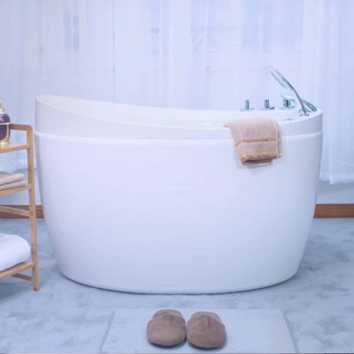 59" Freestanding Japanese-Style Air Massage Bathtub with Reversible Drain - EMPV-59JT011