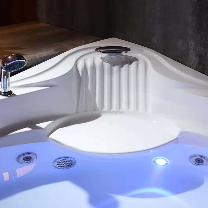 Empava 59" Hydrotherapy Corner Whirlpool Bathtub with Faucet, EMPV-59JT319LED