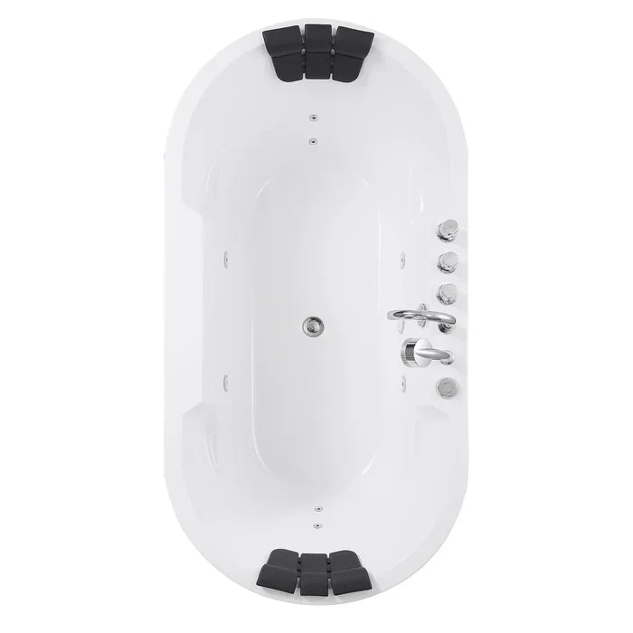 Empava 67" Freestanding Oval Whirlpool Bathtub with Faucet, EMPV-67AIS17