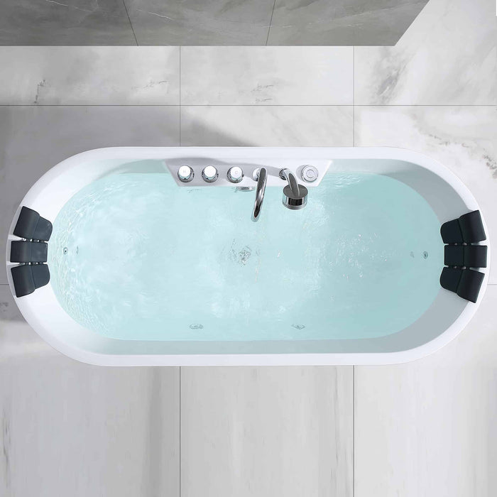 67" Freestanding Oval Whirlpool Bathtub with Center Drain EMPV-67AIS01