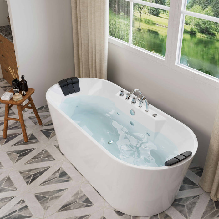 67" Freestanding Oval Whirlpool Bathtub with Center Drain EMPV-67AIS01