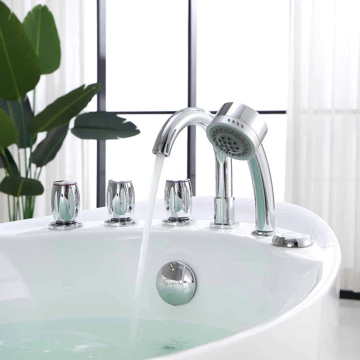 Empava 67" Freestanding Whirlpool Acrylic Bathtub with Faucet, EMPV-67AIS02