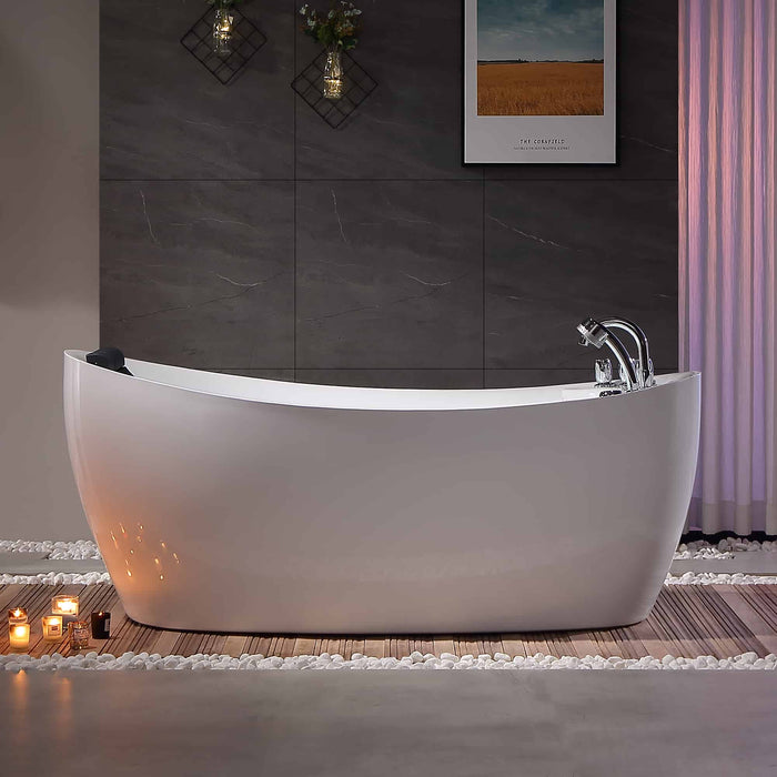 67" Freestanding Hydro Massage Whirlpool Bathtub with Reversible Drain EMPV-67AIS02