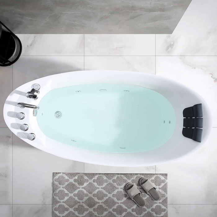 67" Freestanding Hydro Massage Whirlpool Bathtub with Reversible Drain EMPV-67AIS02