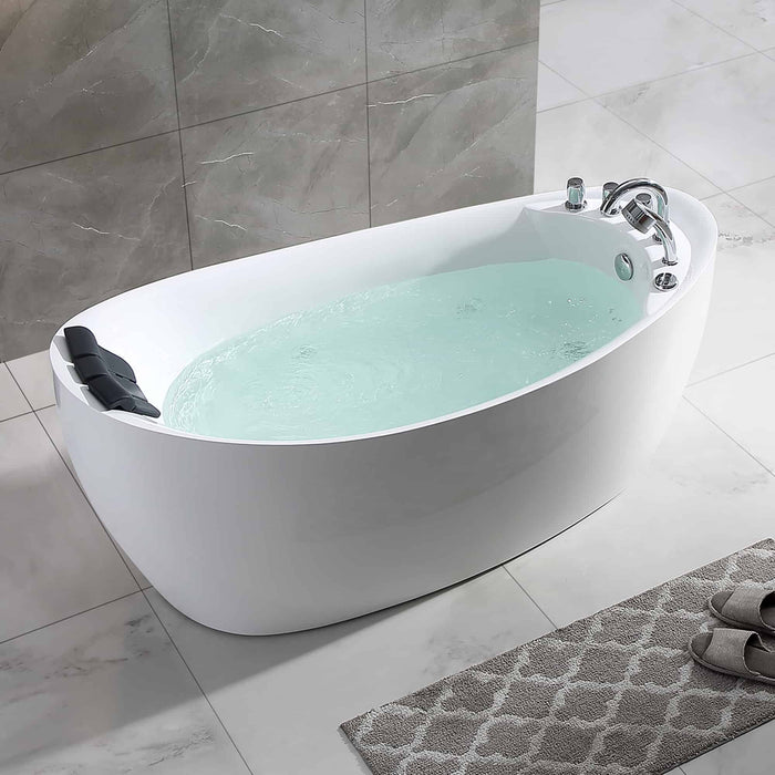 67" Freestanding Hydro Massage Whirlpool Bathtub with Reversible Drain EMPV-67AIS02