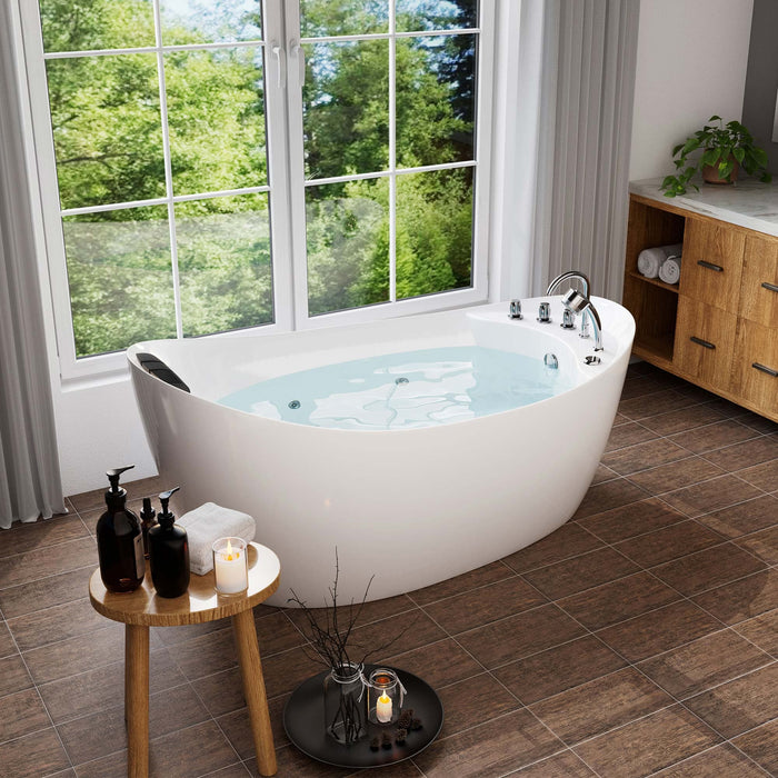 67" Freestanding Hydro Massage Whirlpool Bathtub with Reversible Drain EMPV-67AIS02