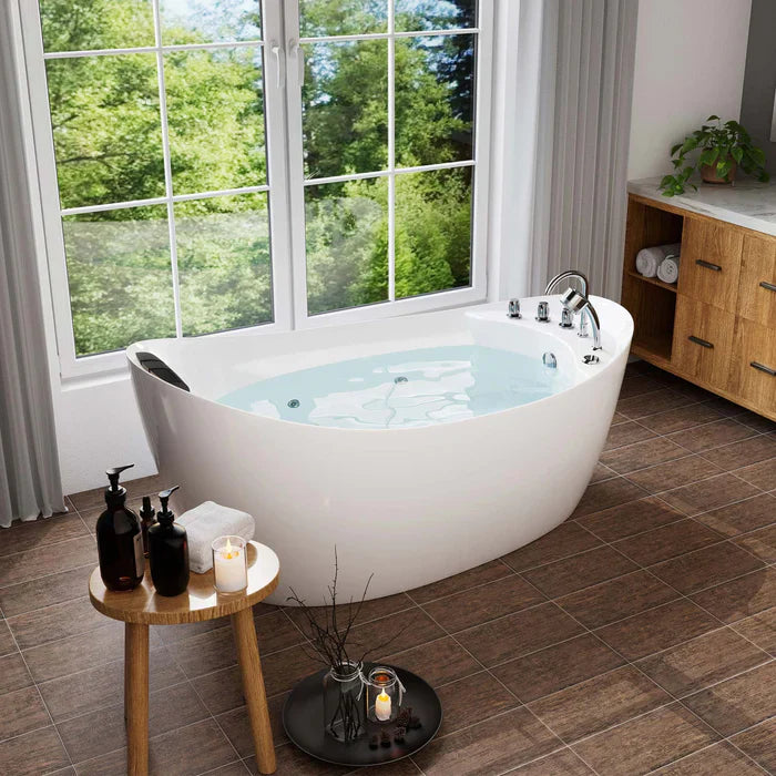 Empava 67" Freestanding Whirlpool Acrylic Bathtub with Faucet, EMPV-67AIS02