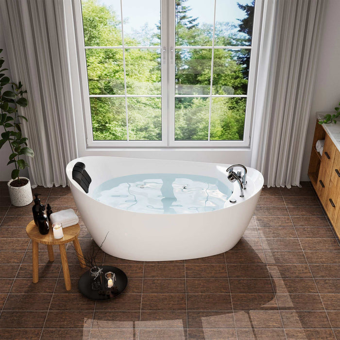 67" Freestanding Hydro Massage Whirlpool Bathtub with Reversible Drain EMPV-67AIS02