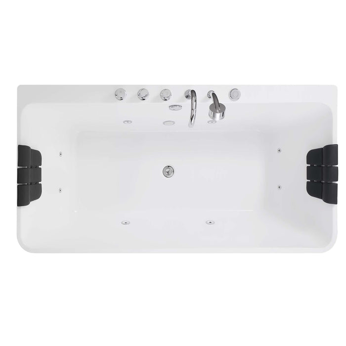 67" Freestanding Whirlpool Bathtub with Faucet and Center Drain - EMPV-67AIS03