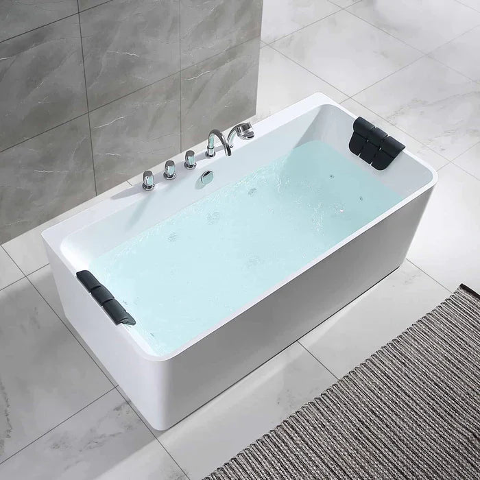 Empava 67" Freestanding Whirlpool Acrylic Bathtub with Faucet, EMPV-67AIS03