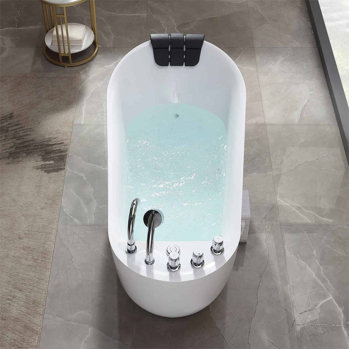 67" Acrylic Freestanding Whirlpool Tub with Reversible Drain - EMPV-67AIS05