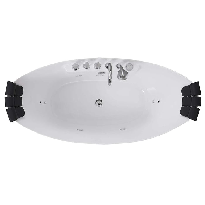 67" Freestanding Boat-shaped Whirlpool Bathtub with Center Drain - EMPV-67AIS10