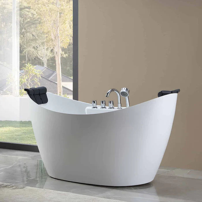 Empava 67" Freestanding Hourglass Whirlpool Bathtub with Faucet, EMPV-67AIS10