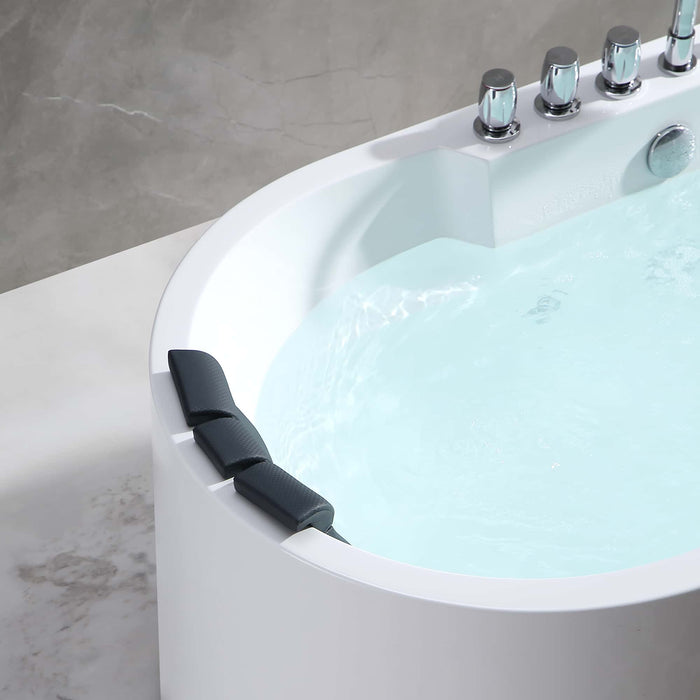 67" Oval Freestanding Whirlpool Bathtub with Center Drain - EMPV-67AIS17