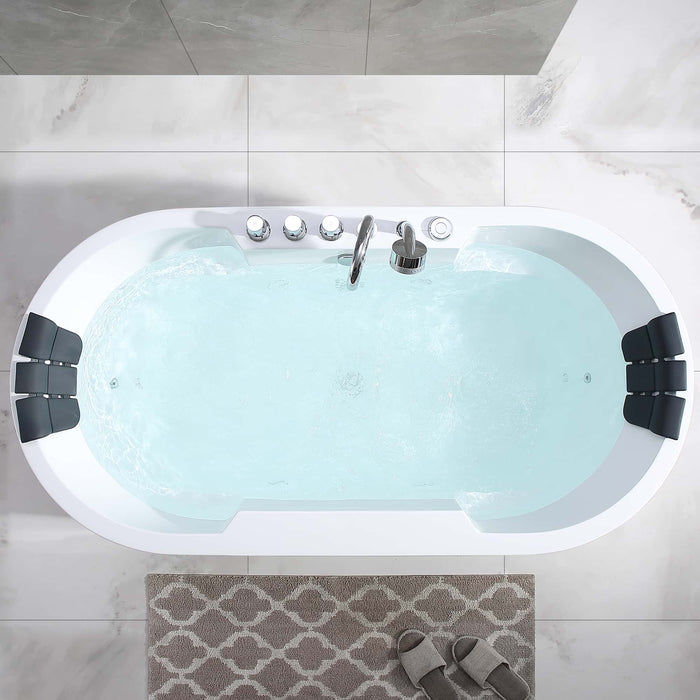 67" Oval Freestanding Whirlpool Bathtub with Center Drain - EMPV-67AIS17