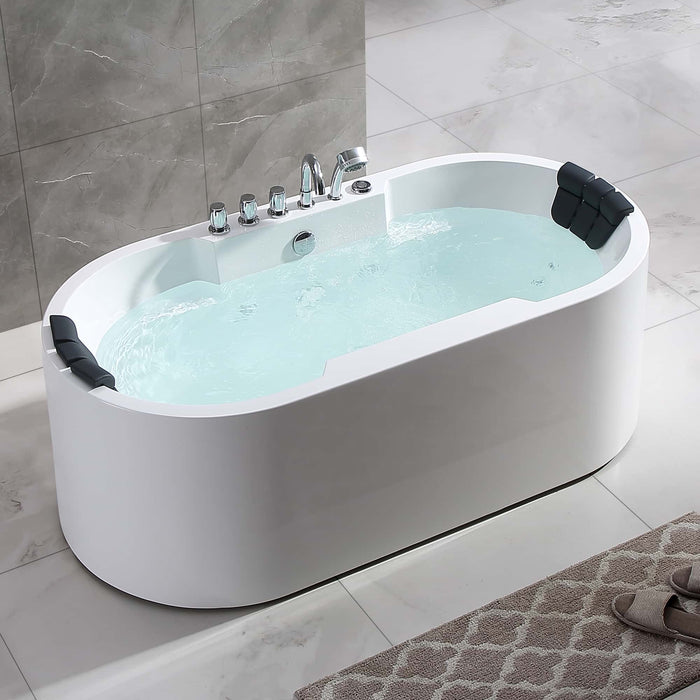 67" Oval Freestanding Whirlpool Bathtub with Center Drain - EMPV-67AIS17