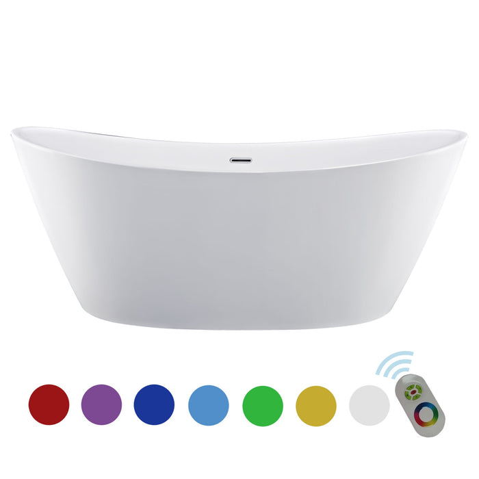 67" Freestanding Soaking LED Tub with Center Drain - EMPV-67FT1518LED