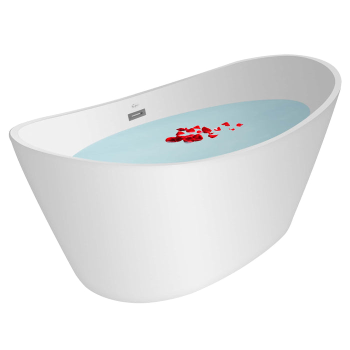 67" Freestanding Soaking LED Tub with Center Drain - EMPV-67FT1518LED