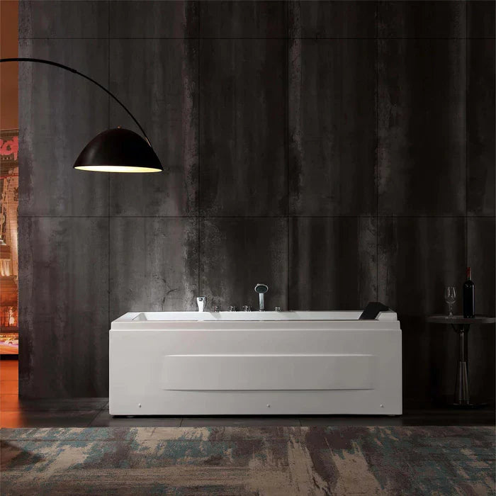 Empava 67" Modern Alcove Whirlpool Bathtub with Faucet and LED Lights, EMPV-67JT351LED