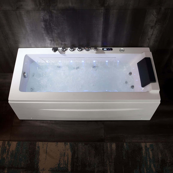 67" Alcove Combination Massage Inline Heater LED Tub with Left Drain - EMPV-67JT351LED