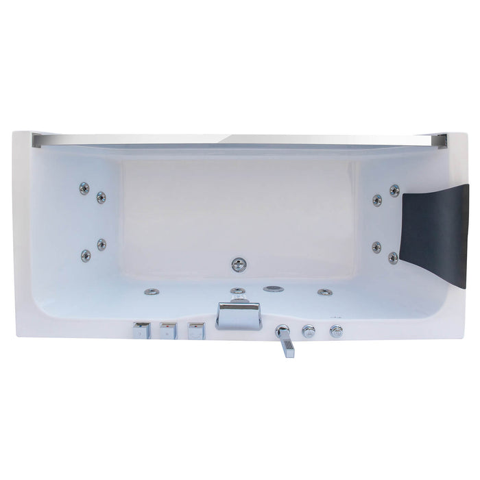 67" Alcove LED Whirlpool Bathtub with Center Drain - EMPV-67JT408LED