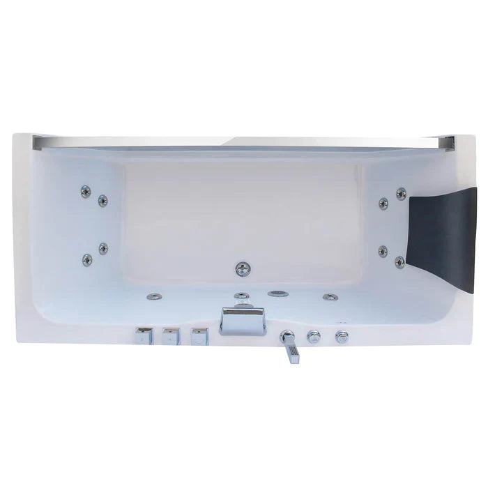 Empava 67" Modern Alcove Whirlpool  Bathtub with Faucet and LED Lights, EMPV-67JT408LED