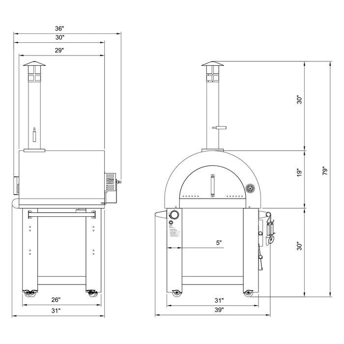 Empava Outdoor Wood Fired and Gas Pizza Oven in Stainless Steel, EMPV-PG03