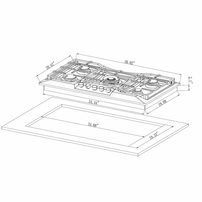 Empava 36" Stainless Steel Built-In Cooktop with 5 Gas Burners, EMPV-36GC24