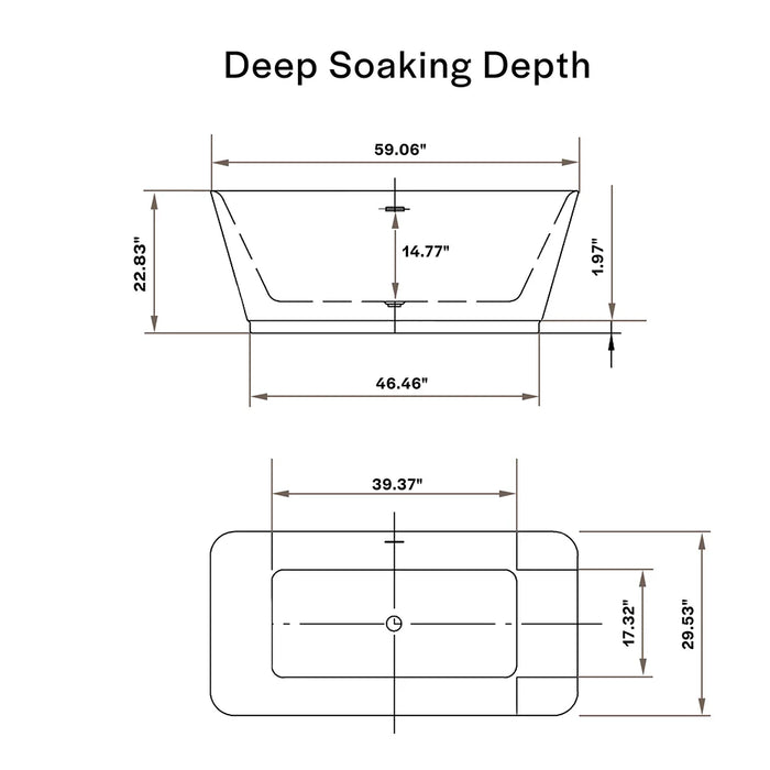 59" Freestanding Soaking Tub with Center Drain - EMPV-59FT1511