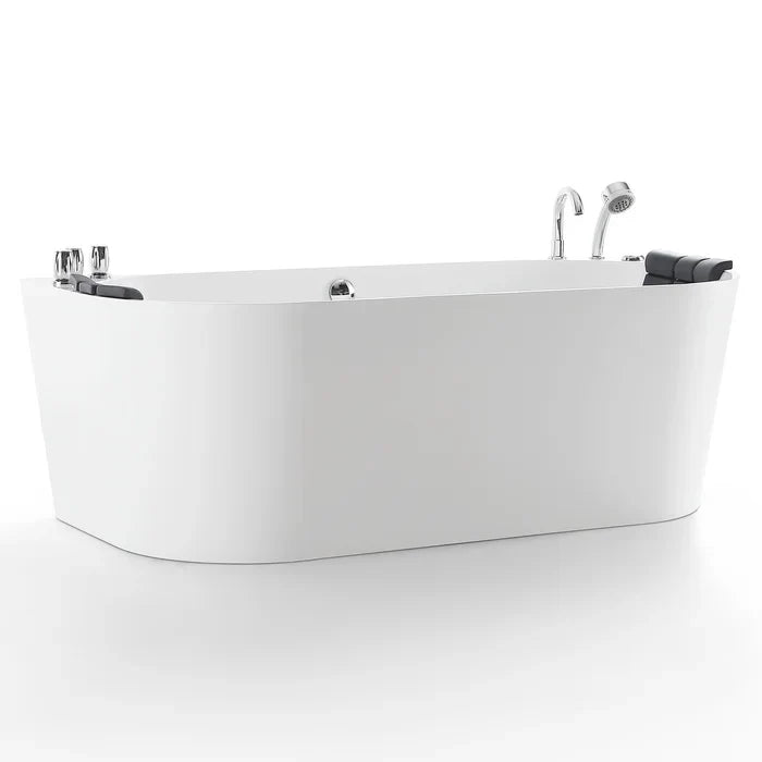 Empava 59" Whirlpool Hydromassage Alcove Bathtub with Faucet, EMPV-59AIS06