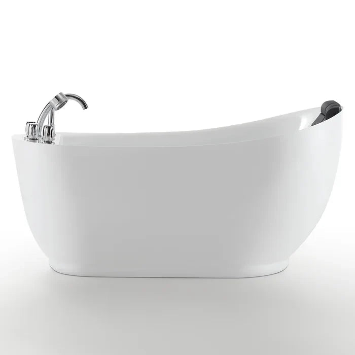 Empava 59" Freestanding Whirlpool Acrylic Bathtub with Faucet,  EMPV-59AIS04