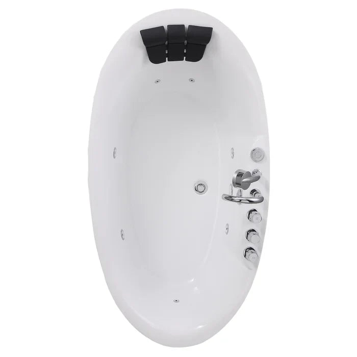 Empava 59" Freestanding Oval Whirlpool Bathtub with Faucet, EMPV-59AIS12