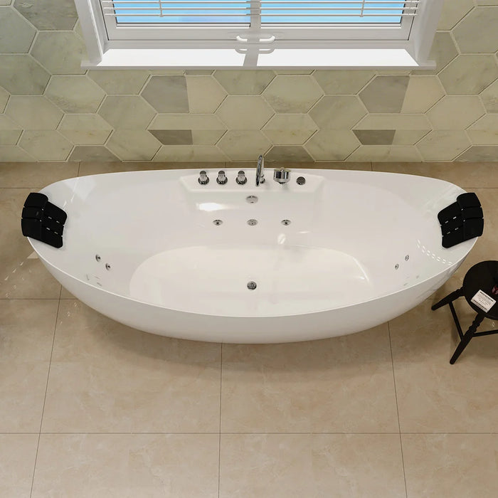 67" Freestanding Boat-shaped Whirlpool Bathtub with Center Drain - EMPV-67AIS10