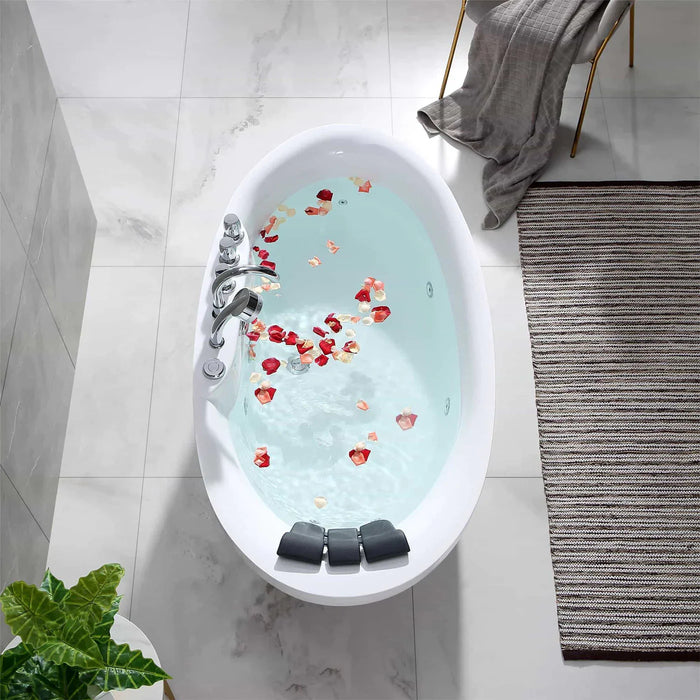 Empava 67" Freestanding Flat Bottom Whirlpool Bathtub with Faucet, EMPV-67AIS13