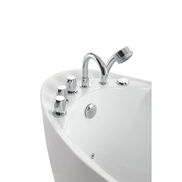 Empava 67" Freestanding Whirlpool Acrylic Bathtub with Faucet, EMPV-67AIS02