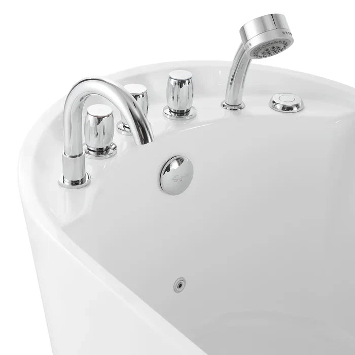 Empava 67" Freestanding Oval Whirlpool Bathtub with Faucet, EMPV-67AIS09