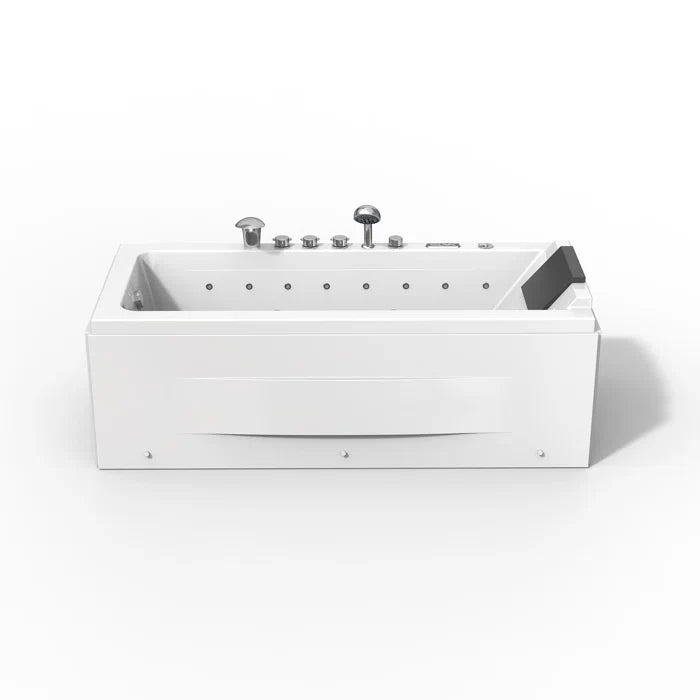 Empava 67" Modern Alcove Whirlpool Bathtub with Faucet and LED Lights, EMPV-67JT351LED