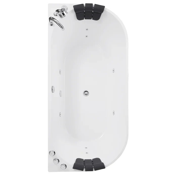 Empava 71" Freestanding Oval Whirlpool Bathtub with Faucet, EMPV-71AIS08