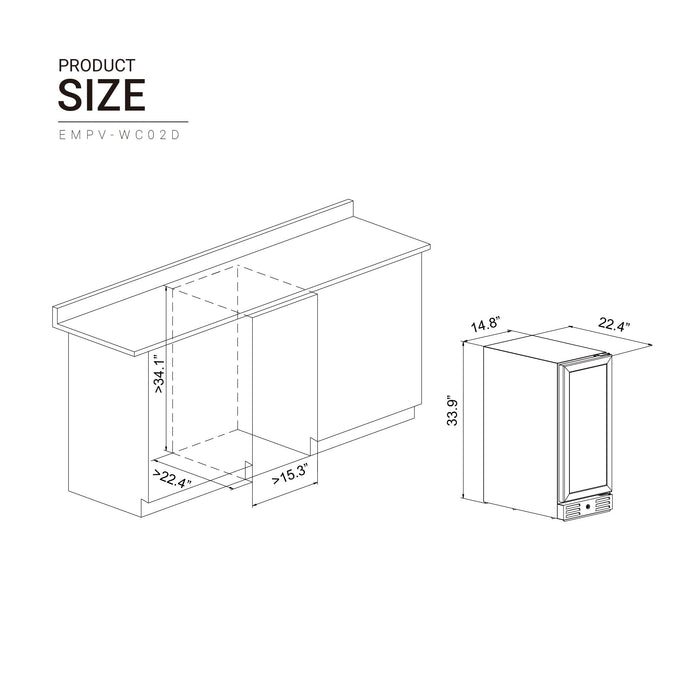Empava 15 Inch Dual Zone Small  Wine Fridge - EMPV-WC02D