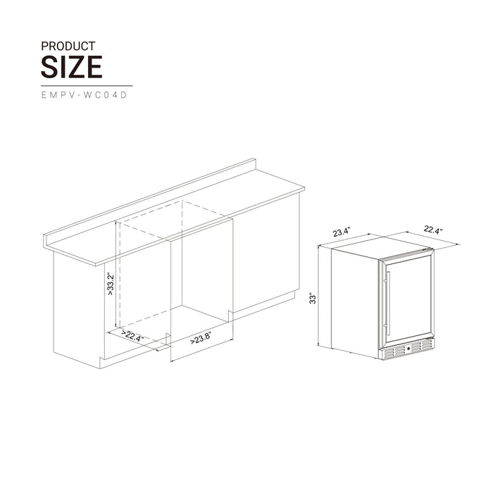 Empava 24 Inch Fridge Dual Zone Wine & Beverage Cooler - EMPV-WC04D