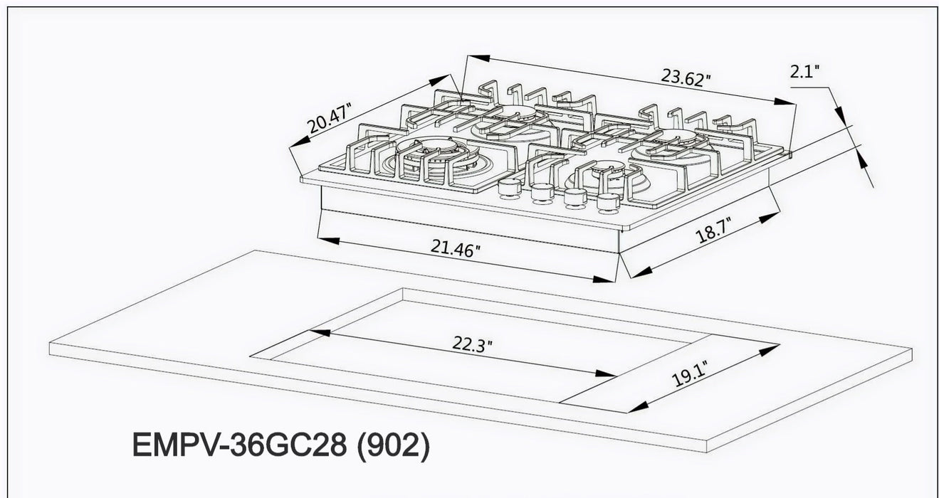 Empava 24 in. Built-in Gas Cooktops - EMPV-24GC28