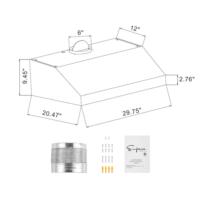 Empava 30 in. 400 CFM Ducted Under Cabinet Range Hood - EMPV-30RH07