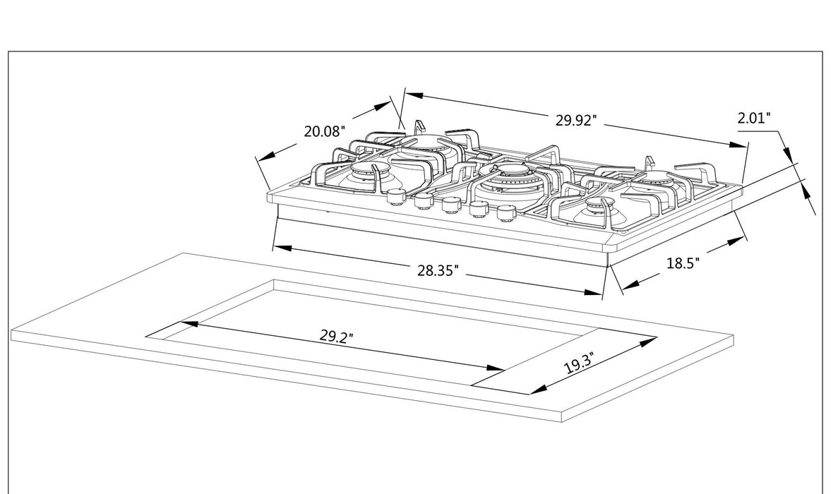 Empava 30 in. Built-in Gas Stove Cooktop - EMPV-30GC21