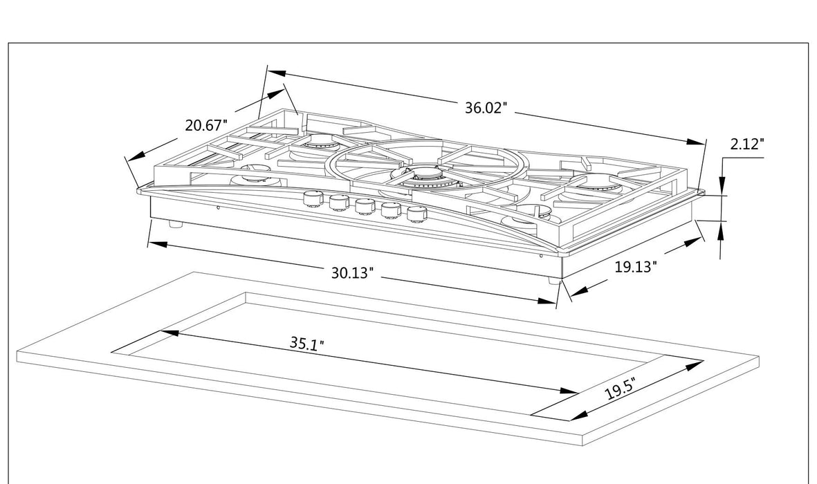 Empava 36 in. Built-in Gas Cooktops - EMPV-36GC22