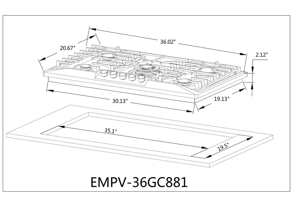 Empava 36 in. Built-in Gas Cooktops - EMPV-36GC23