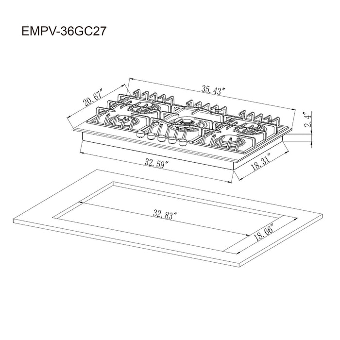 Empava 36 in. Built-in Gas Cooktops - EMPV-36GC27